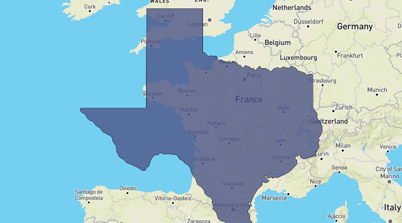 How Big Is The Size Of France Compared To Texas US